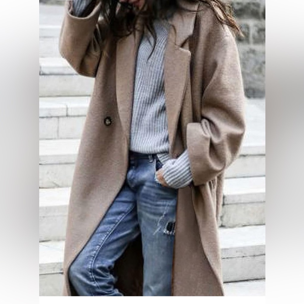 NWT CHARTOU Women's Oversized Collar Wool Blend Single Coat size L